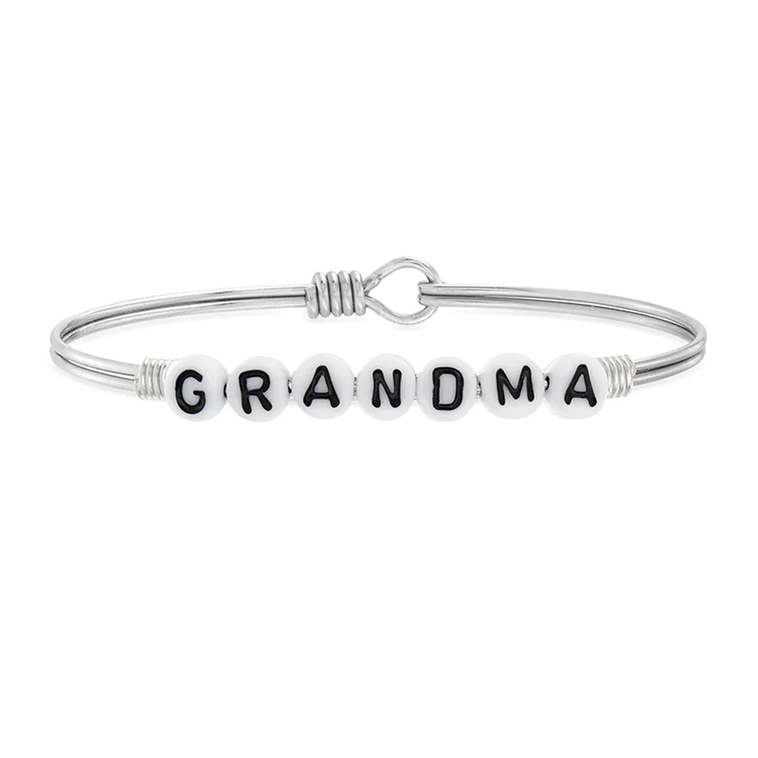 Grandma Letter Bead Bangle Bracelet, Silver | SpearmintLOVE