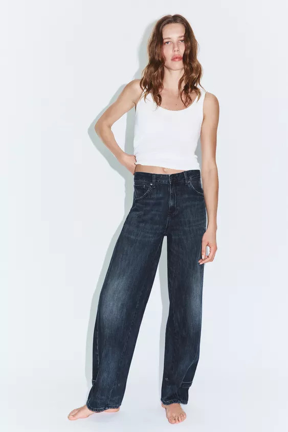 TRF MID-RISE BALLOON JEANS WITH LOOPS | Zara US