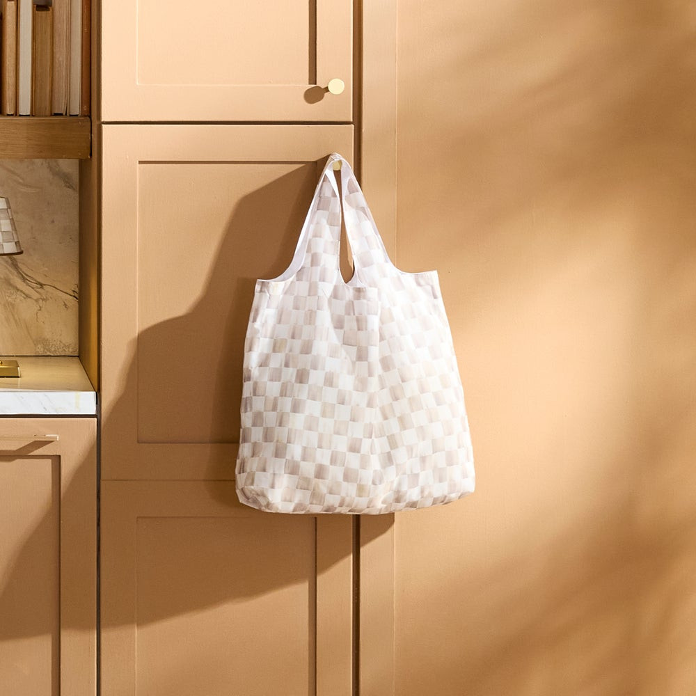 Mocha Check To Go Tote | MacKenzie-Childs