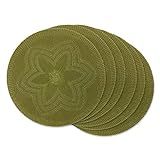 DII Woven Collection Round Braided Floral Placemat Set, 15", Antique Green, 6 Piece | Amazon (US)