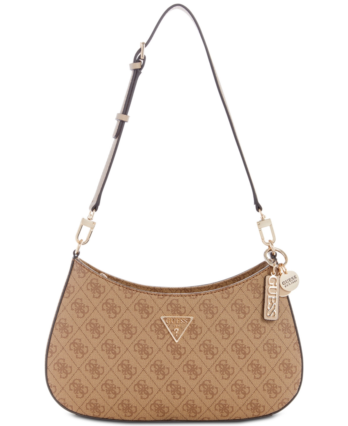 Guess Noelle Small Top Zip 4G Logo Monogram Shoulder Bag - Latte Logo | Macy's