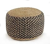 LR Home Jute Pouf, 18" x 18" x 12", Natural/Black | Amazon (US)