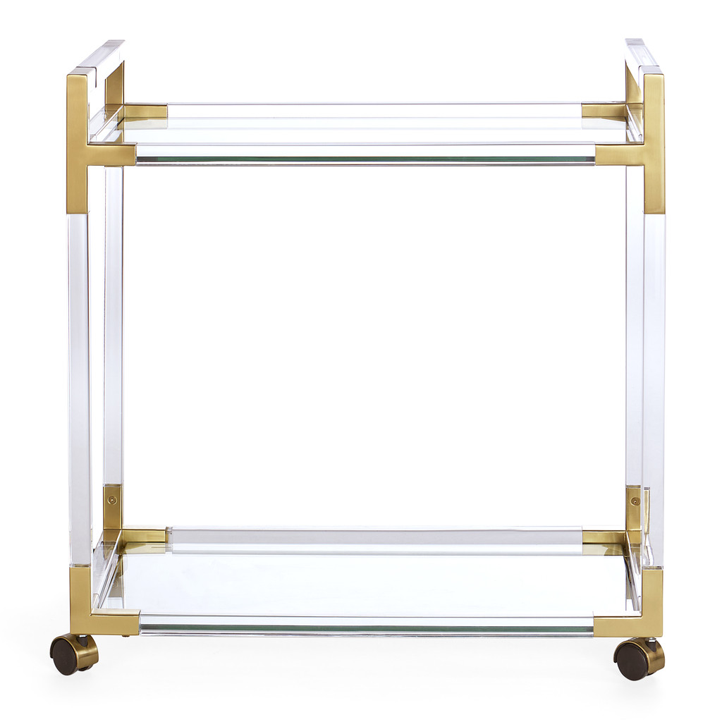 Jacques Bar Cart In Brass and Clear Acrylic | 1stopbedrooms