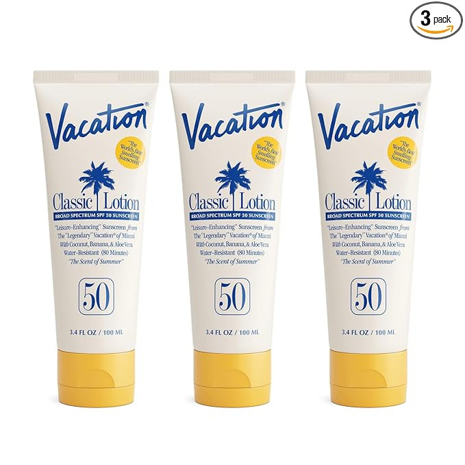 Amazon.com: Vacation Classic Sunscreen Lotion SPF 50, Water-Resistant, Lightweight, Transparent o... | Amazon (US)