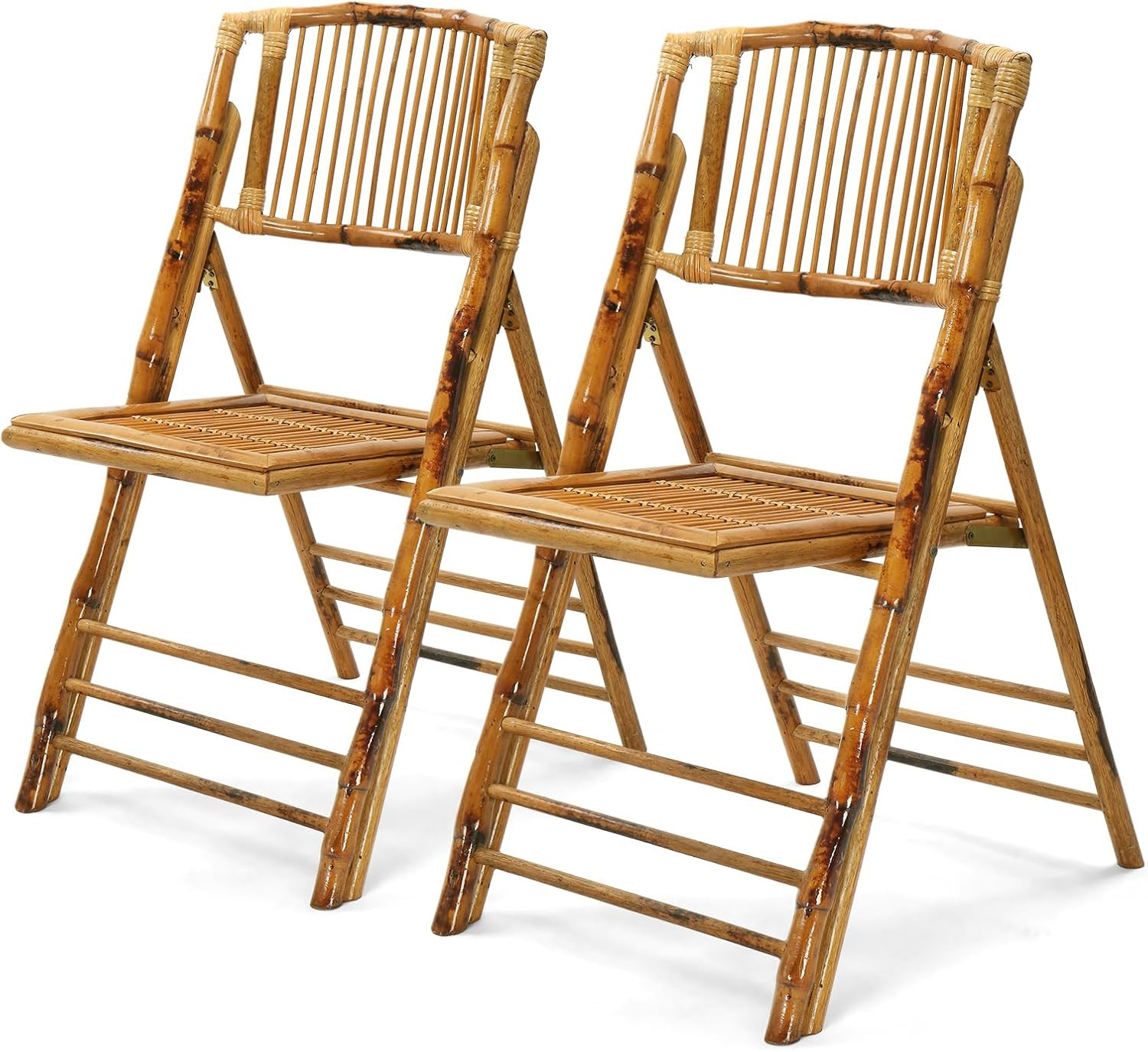 VINGLI Bamboo Folding Chair, Foldable Dining Wood Chairs Comfortable Seat for Outdoor & Indoor, Patio, Porch, Wedding, Party, Event, 2 Pack | Amazon (US)