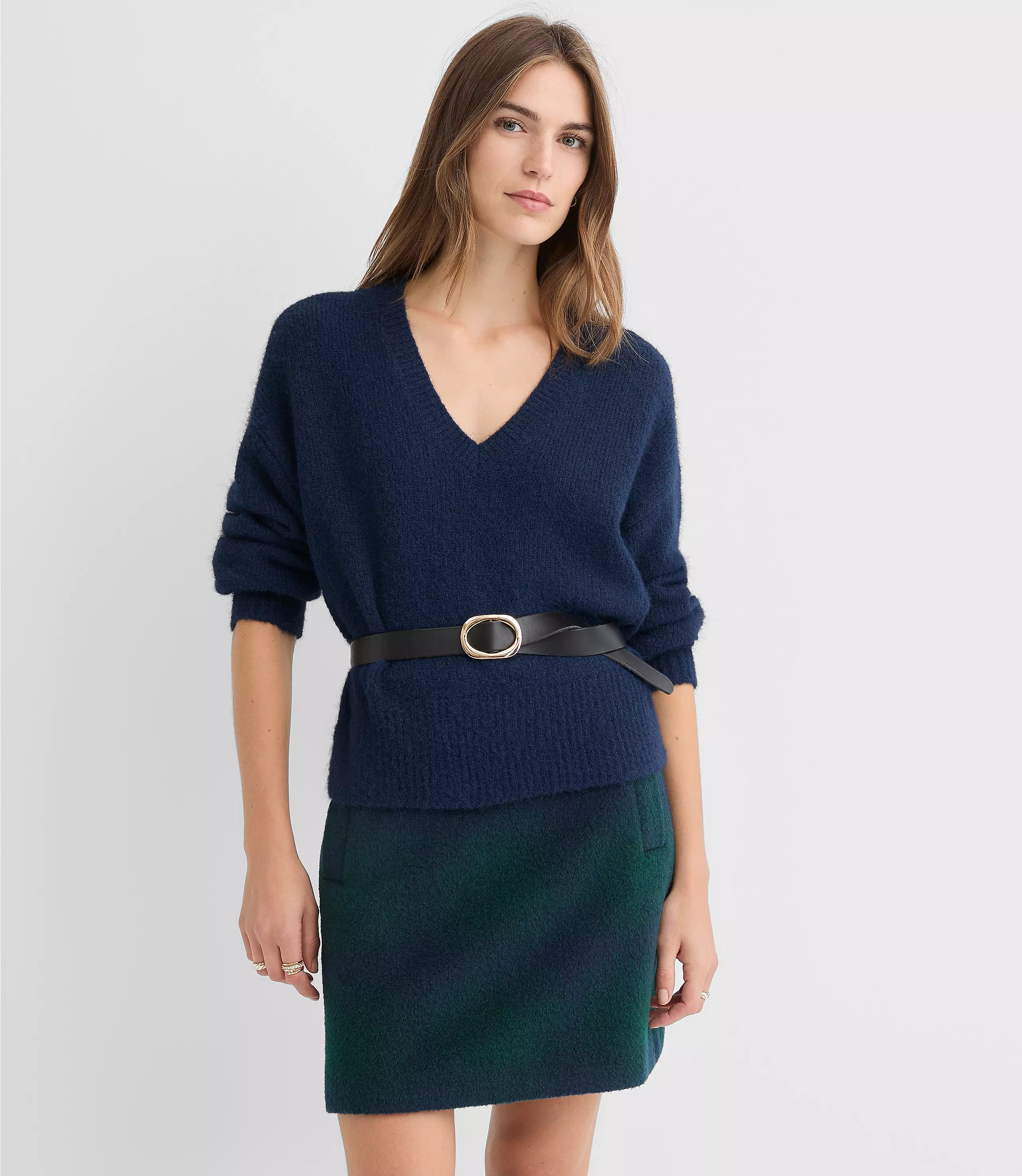 Petite Ribtrim Relaxed V-Neck Sweater | LOFT