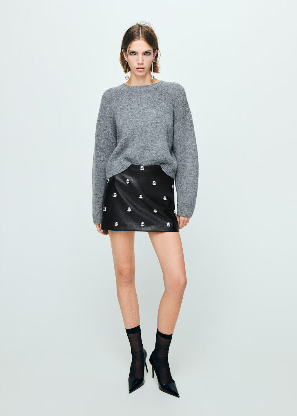 Studded faux-leather skirt black - Woman - 2 - MANGO | Mango (US/MX/AU)