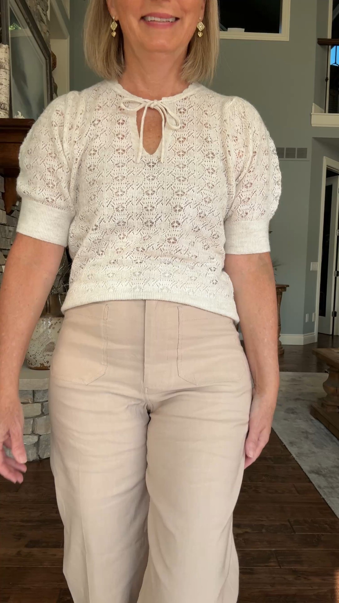 Here is a fantastic feminine outfit starting with this adorable lightweight sweater! It also comes in pink or olive and runs true to size. The pants are a pair of great fitting high rise wide leg cropped that are a good basic to have and can be warn with so many things now and in fall! Then these lace sneakers! This type of elevated neutral sneaker is something I feel has been missing in the fashion world and will add a much more elevated look your outfits that regular sneakers just can’t provide. 
You can shop this look through the link in my instagram bio or on the post page of my YouTube channel 😊

#LTKOver40 #LTKStyleTip