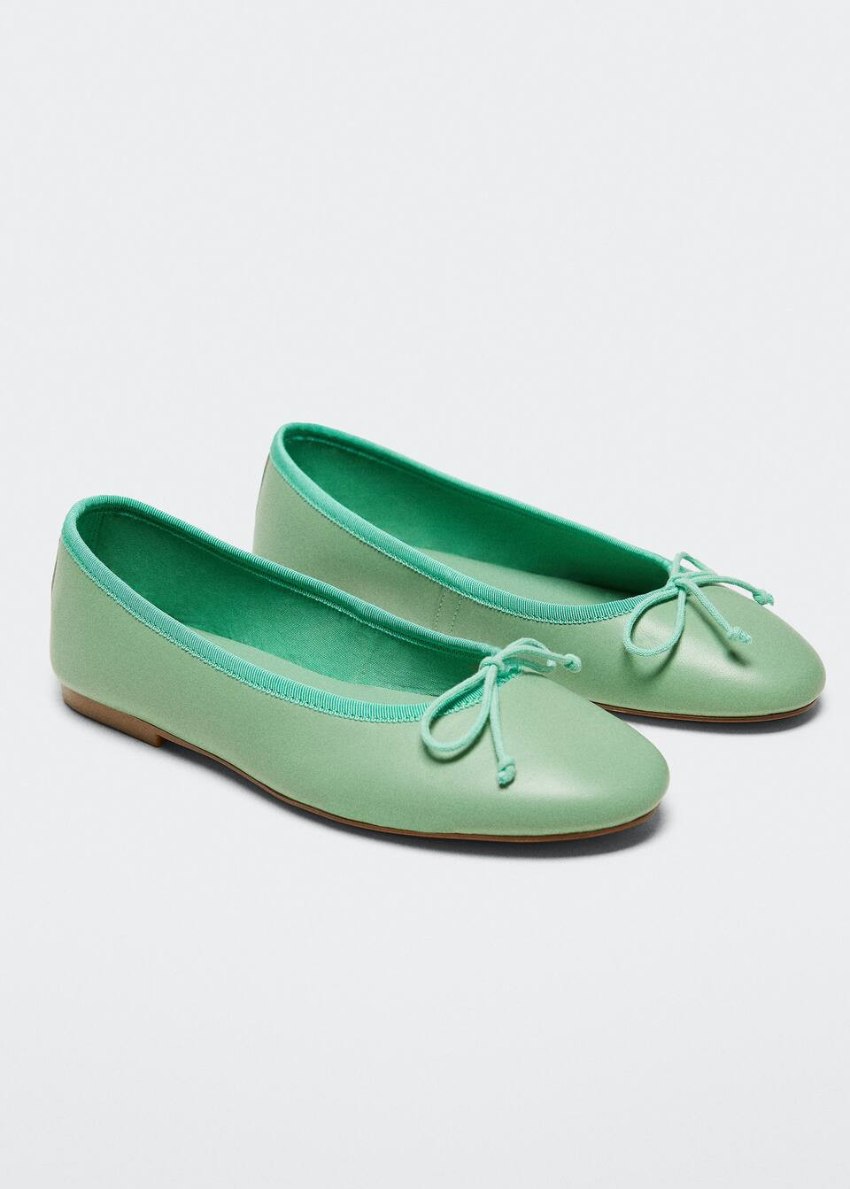 Bow leather ballerina | MANGO (US)