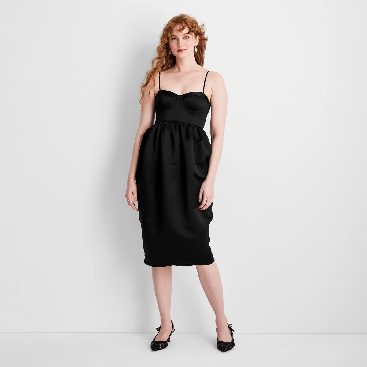 Women's Sweetheart Bubble Satin Midi Dress - Future Collective | Target