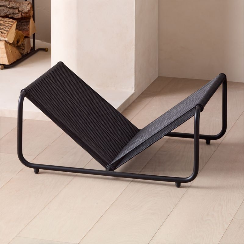 Alsina Corded Black Leather Log Holder | CB2 | CB2