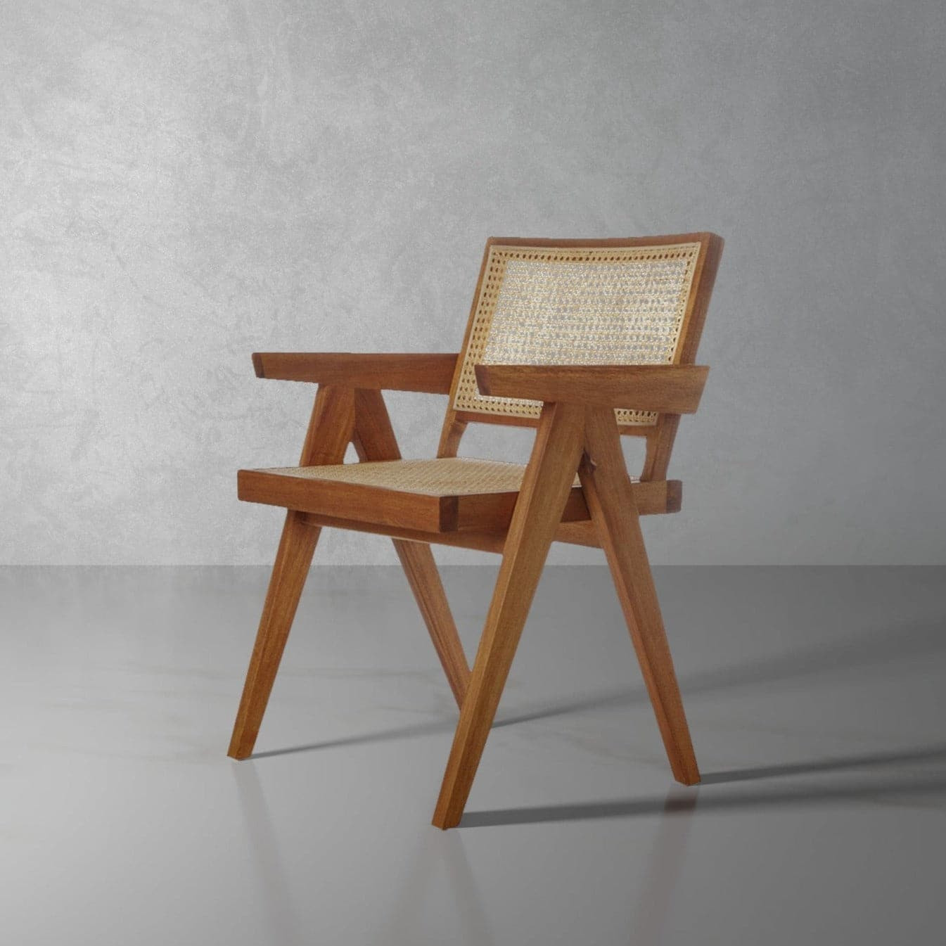 Jeanneret Dining Armchair with Cane Seat and Back | France and Son