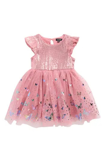 Zunie Kids' Flutter Sequin Foil Party Dress in Dusty Mauve at Nordstrom Rack, Size 3T | Nordstrom Rack