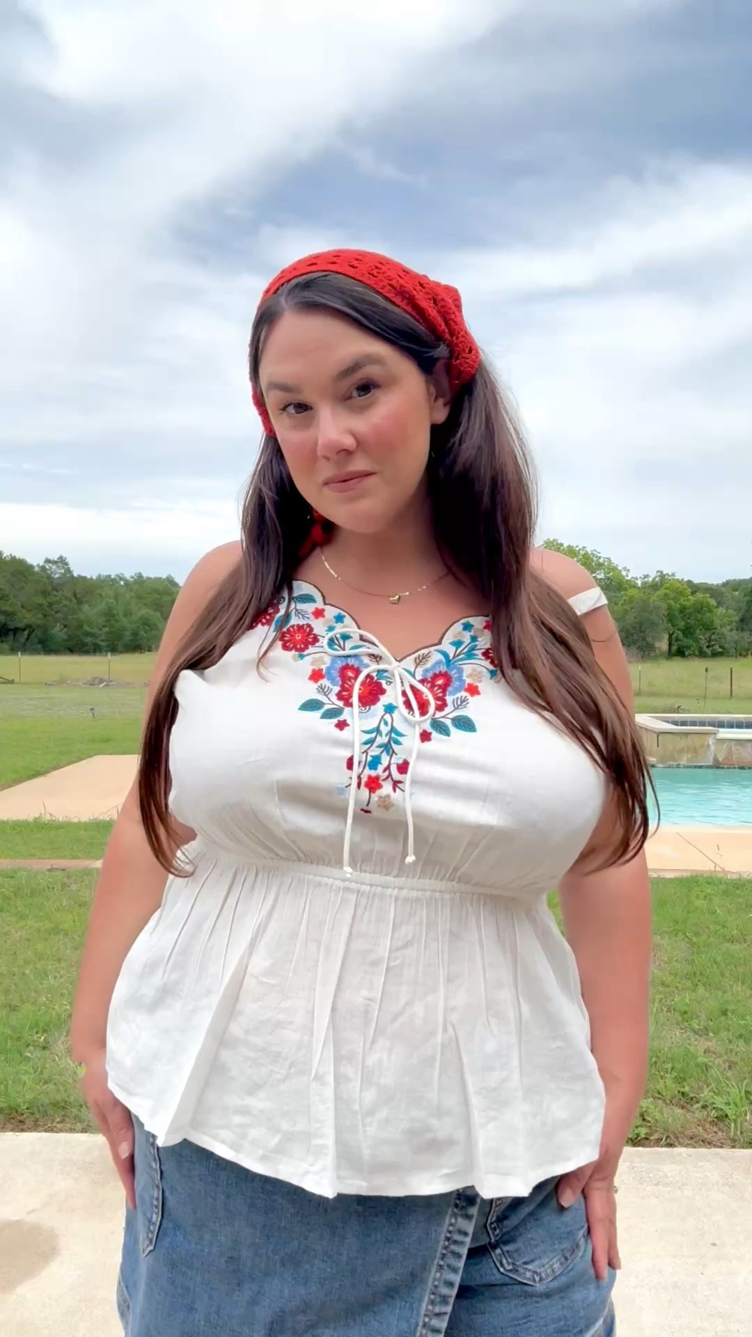 summer outfit summer style denim skirt plus size wearing 18 in top 20 denim skort

#LTKPlusSize #LTKSaleAlert #LTKSeasonal
