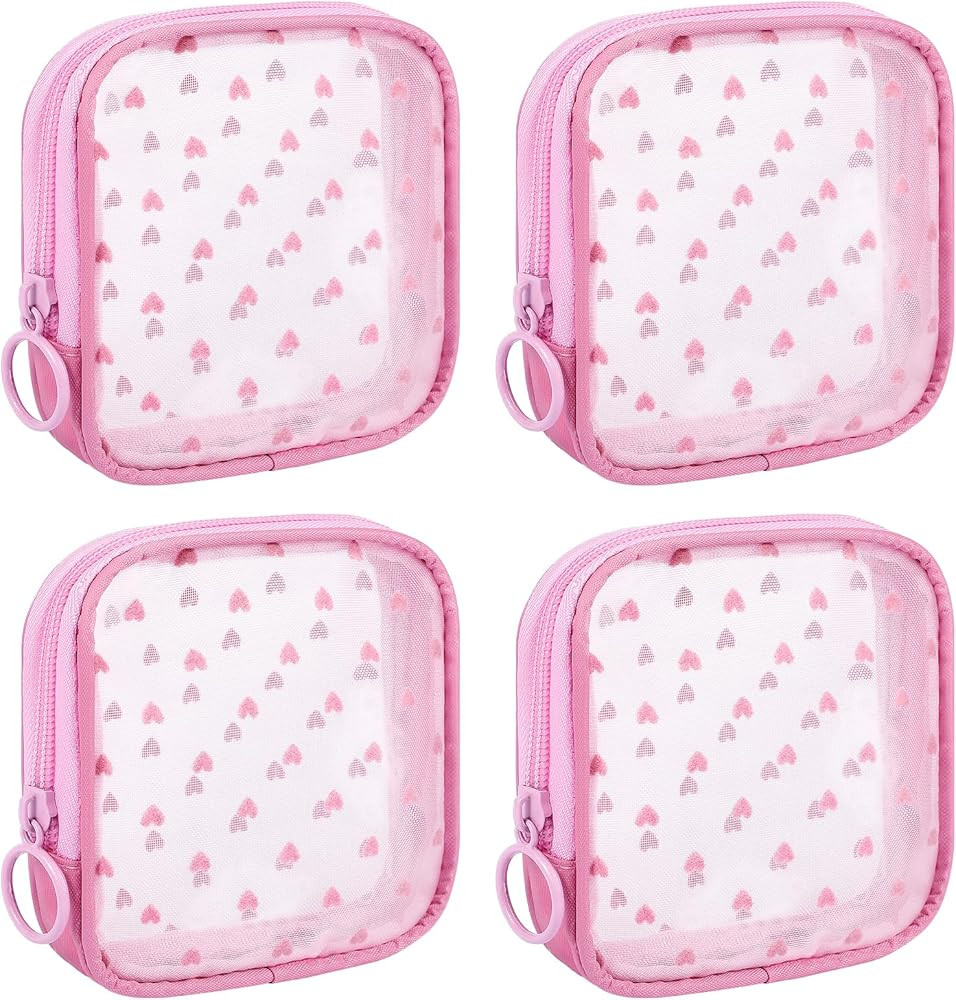 4 Pieces Mini Zipper Nylon Mesh Pouch, Mesh Cosmetic Bags Makeup Bags, Multipurpose Travel Toilet... | Amazon (US)