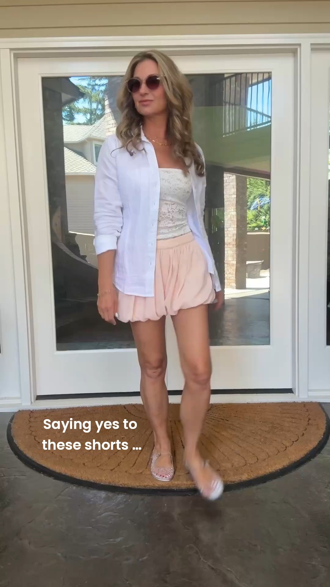 The cutest bubble shorts. The prettiest color 🍑 Flowy, comfy and easy to dress up or down. These won’t last long! Fit true to size. Wearing size small.

#LTKootd #LTKSaleAlert