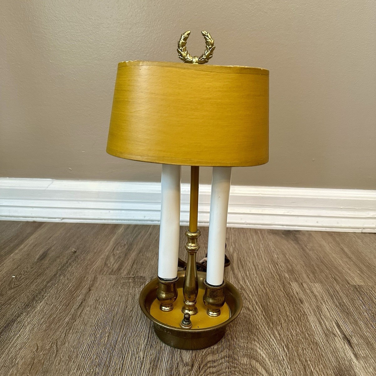 Vintage Gold Brass French Bouillotte Table Lamp with 2 Arms Candle Paper Shade | eBay US