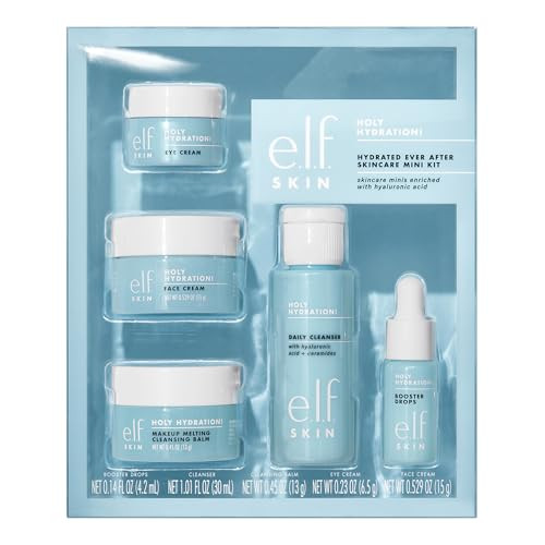 e.l.f. SKIN Holy Hydration! Hydrated Ever After Skincare Mini Kit, Cleanser, Makeup Remover, Moisturizer & Eye Cream For Hydrating Skin, Airplane-Friendly Sizes | Amazon (US)