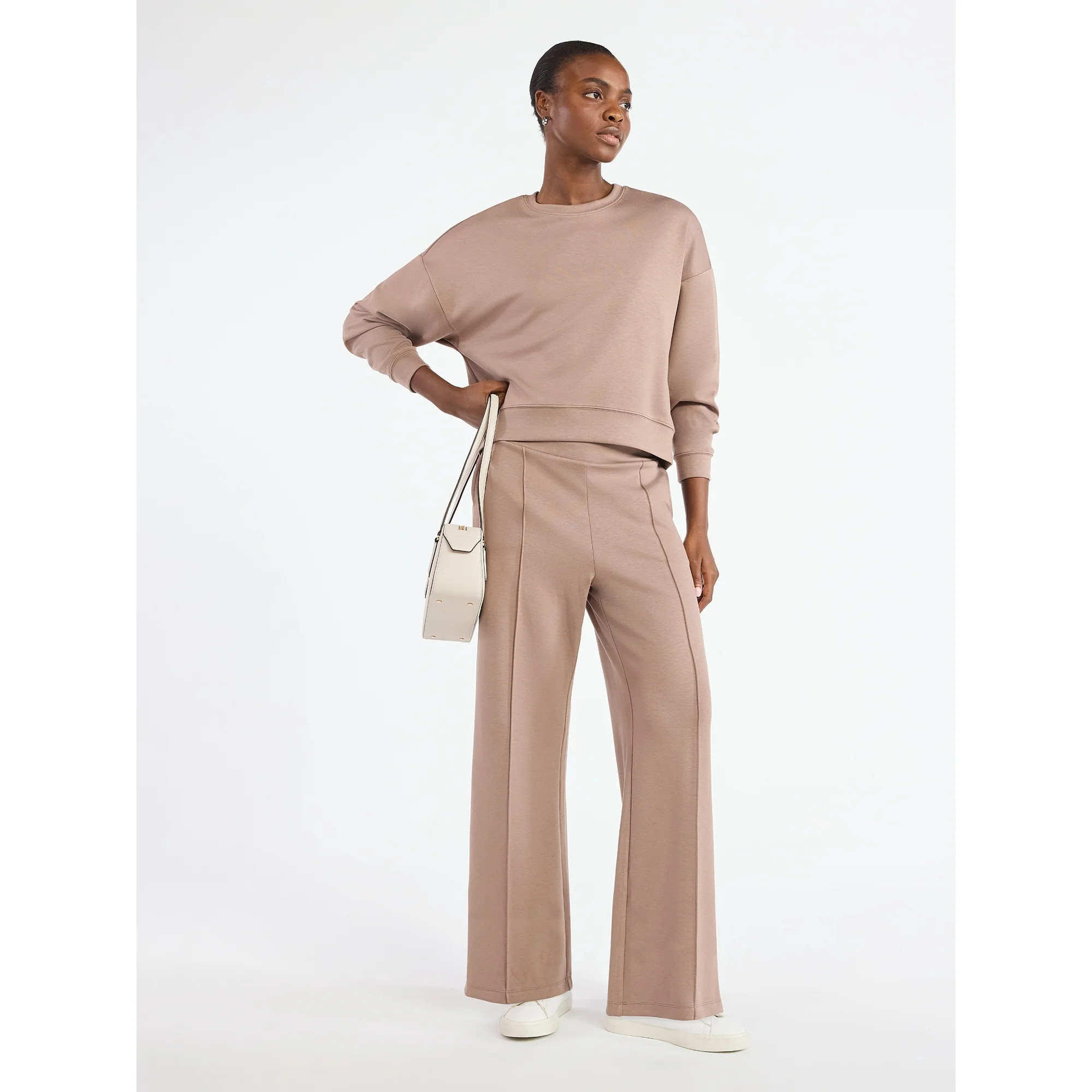 Scoop Women's and Women's Plus New Scubaknit Cropped Sweatshirt with Drop Sleeves, Sizes XS-4X | Walmart (US)