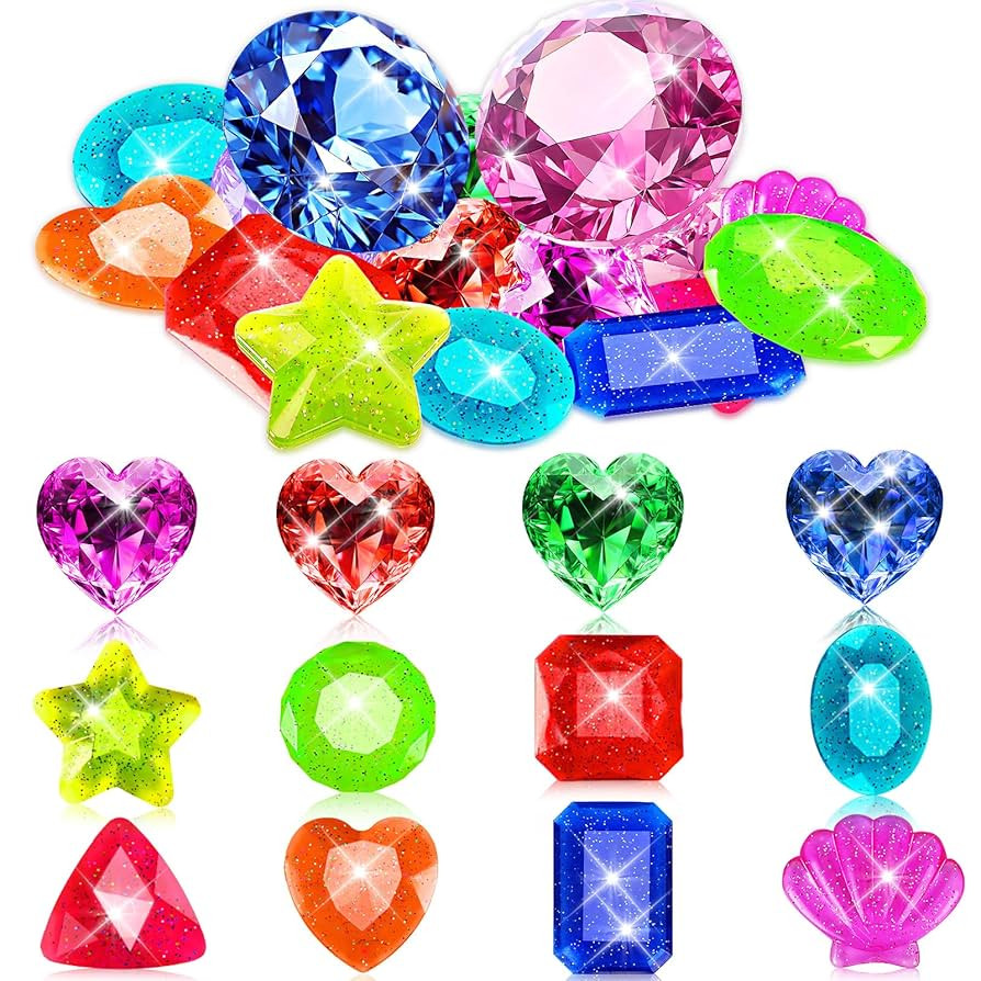 MARFOREVER 16 Pcs Pool Toys Diving Gems, 2 Extra Big 60 MM Pool Gems Colorful Large Diamond Pirat... | Amazon (US)