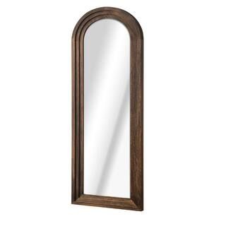 64 in. x 21 in. Solid Wood Framed Arch Steps Rustic White Full Length Leaning Mirror | The Home Depot