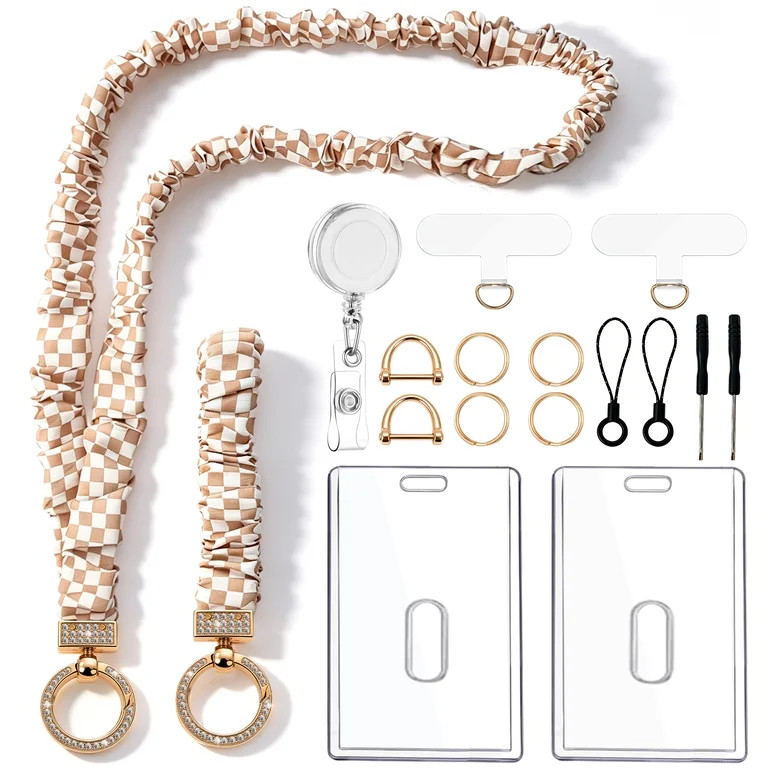 Sadocom Scrunchie Lanyard for ID Badges, Elastic Cute Teacher Lanyard with ID Holder, Neck and Wr... | Walmart (US)
