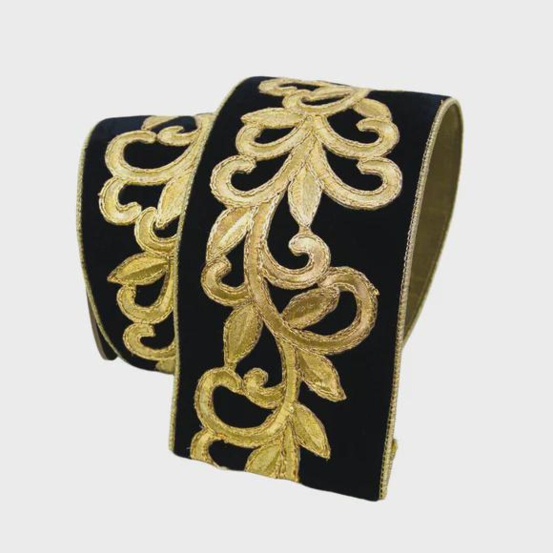 Royal Embroidery in Red Designer WIRED Ribbon by Farrisilk – 4 Inch X 5 Yards - Etsy | Etsy (US)