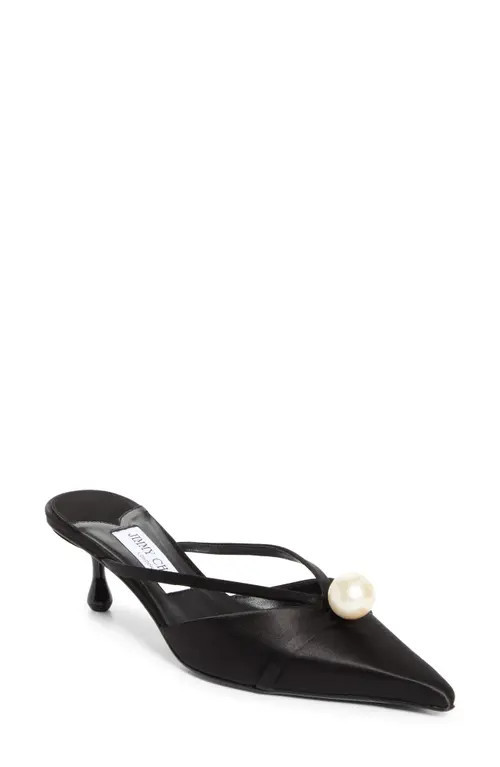 Jimmy Choo Sana Pointed Toe Mule in Black/White at Nordstrom, Size 9.5Us | Nordstrom
