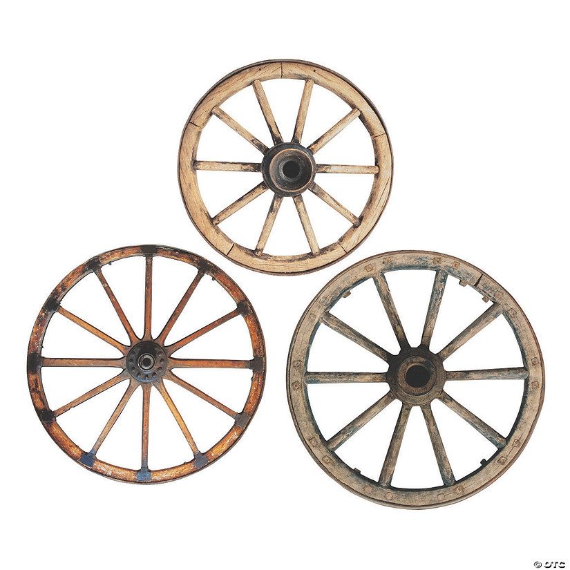 22 3/4" - 27 1/4" Wagon Wheel Cutouts Hanging Decorations - 3 Pc. | Oriental Trading Company