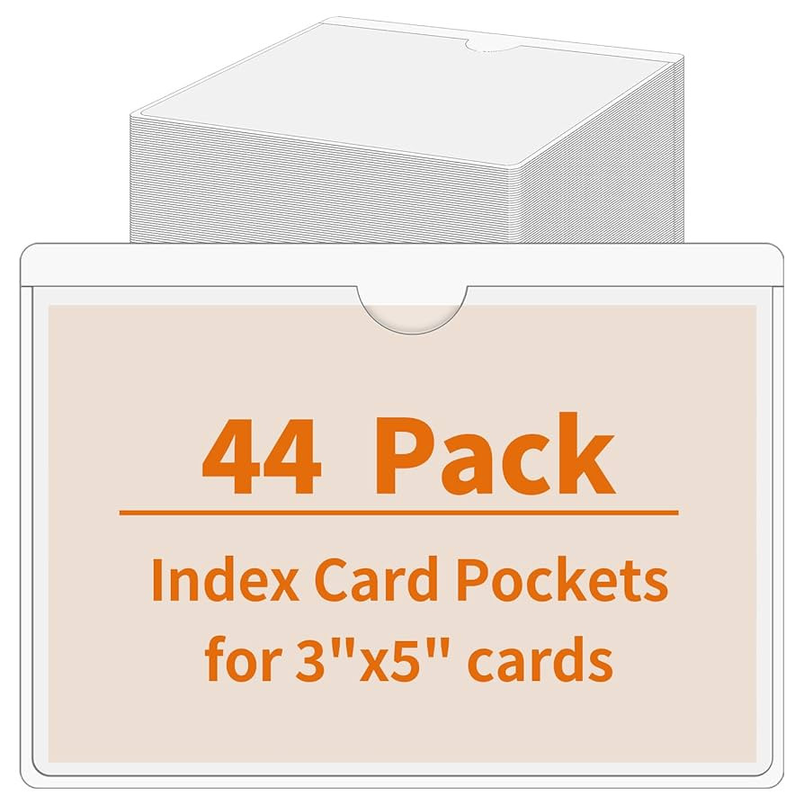 44 Pack Clear Adhesive Pockets, Labels Holder for Storage Bins, Index Card Holder 3x5 Inch, Plast... | Amazon (US)