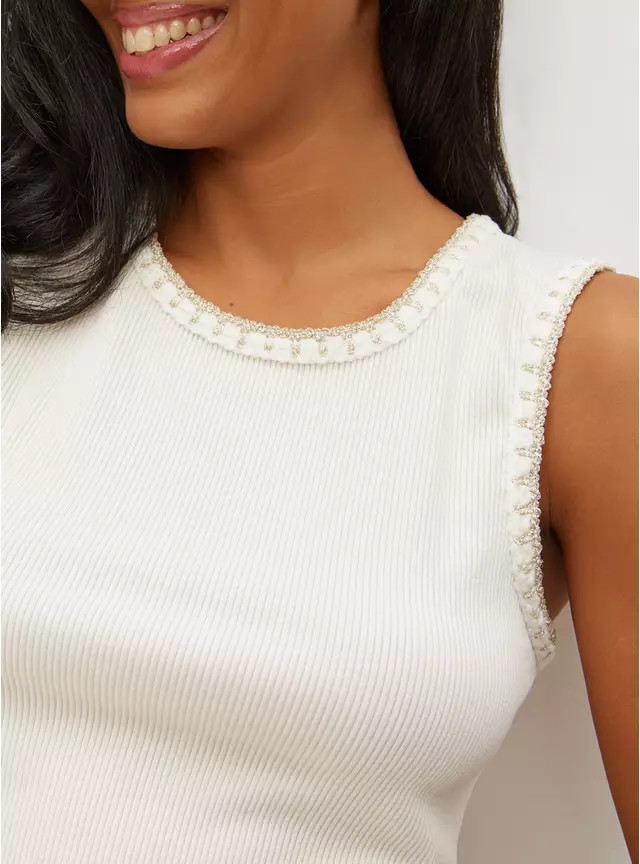 White Contrast Crochet Trim Vest  10 | Tu Clothing