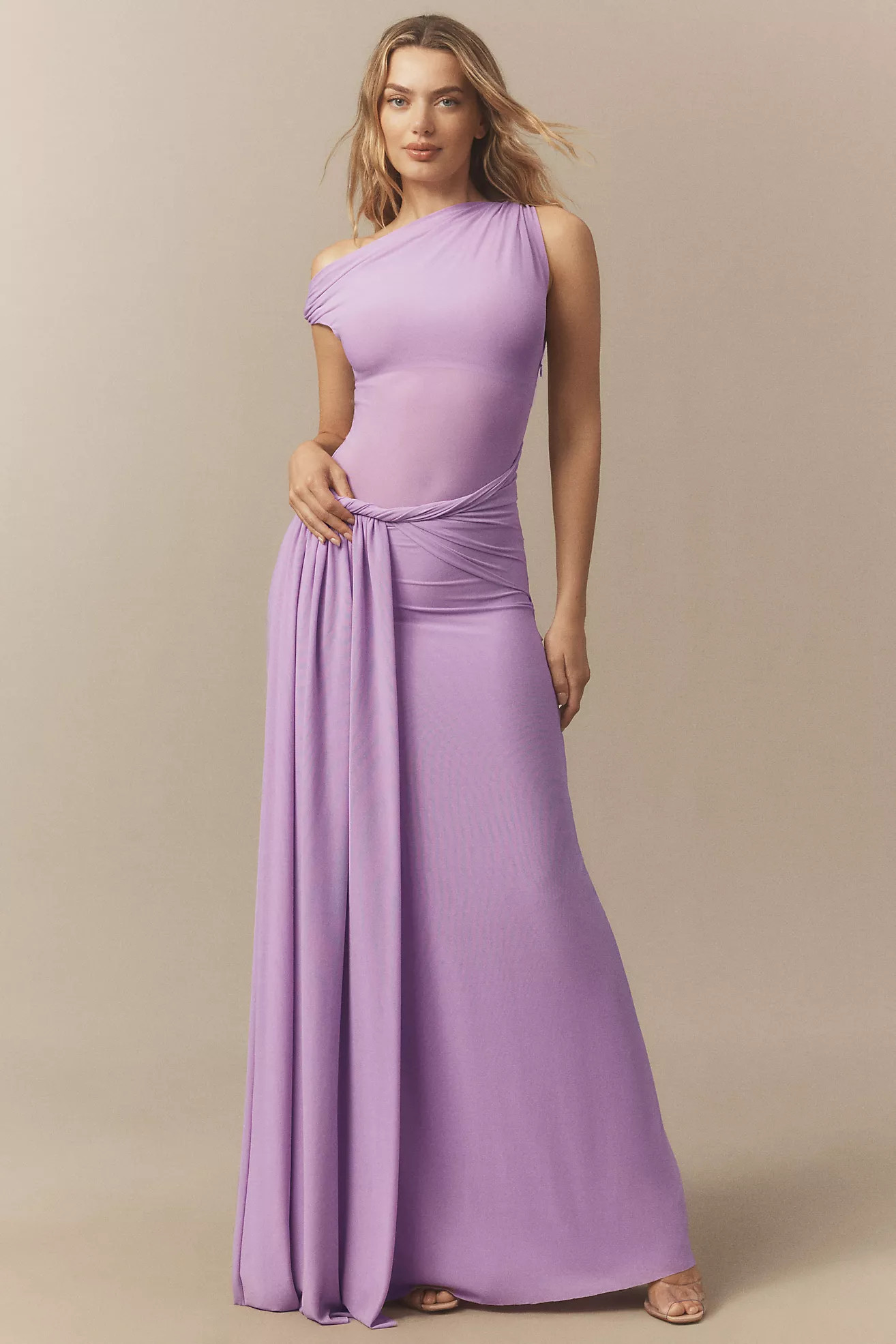 MISHA Sisal One-Shoulder Twist Mesh Maxi Dress | Anthropologie (US)