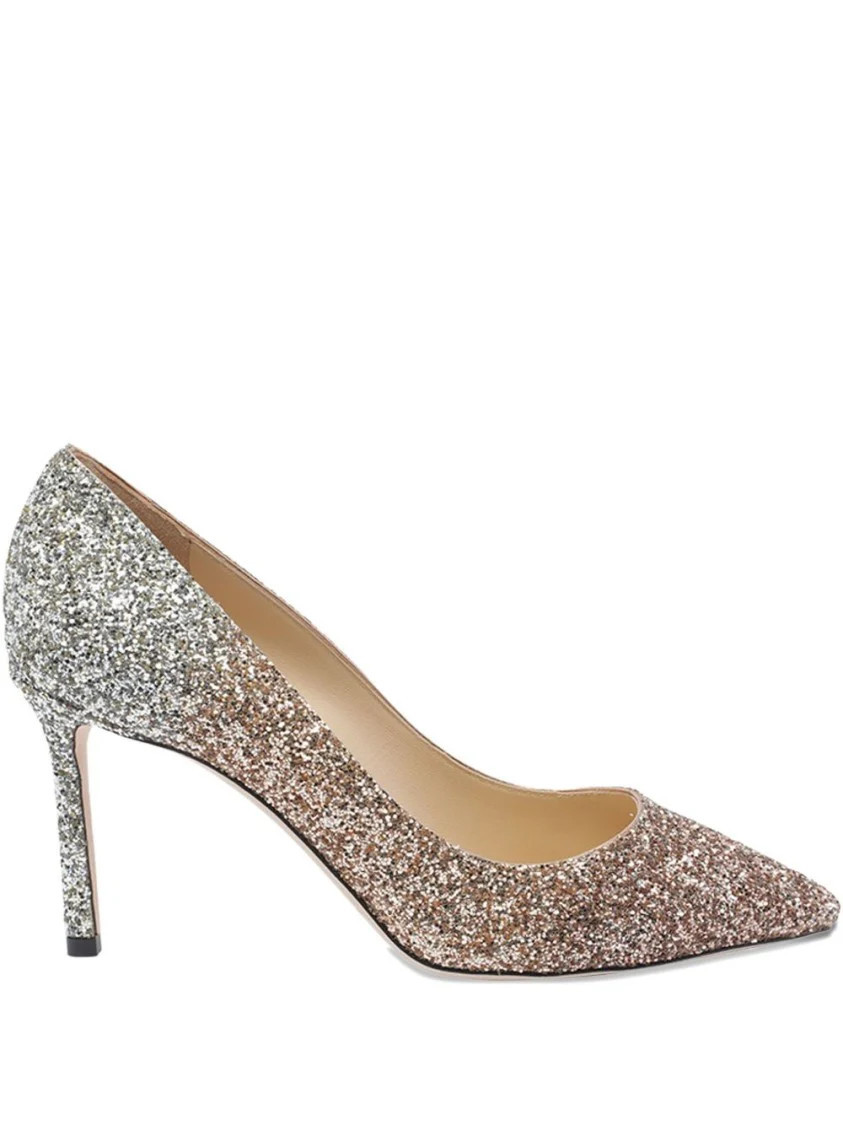 Pointed-Toe High Heels With Silver-Tone Ombre Glitter Effect | Shop Simon