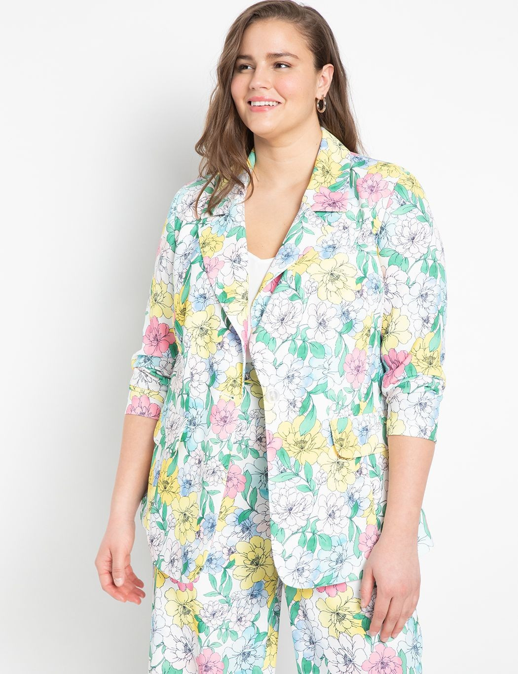Printed One Button Blazer | Eloquii