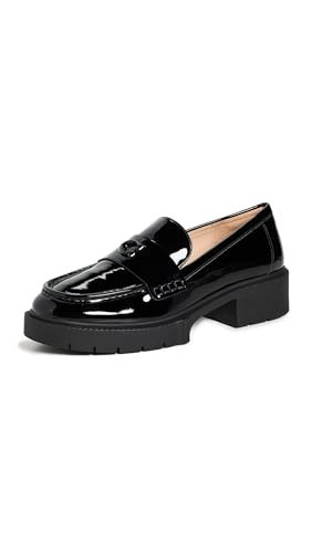 COACH Women's Flats Leah Loafer in Patent Leather, Color Black Patent, Size 9.5 | Amazon (US)