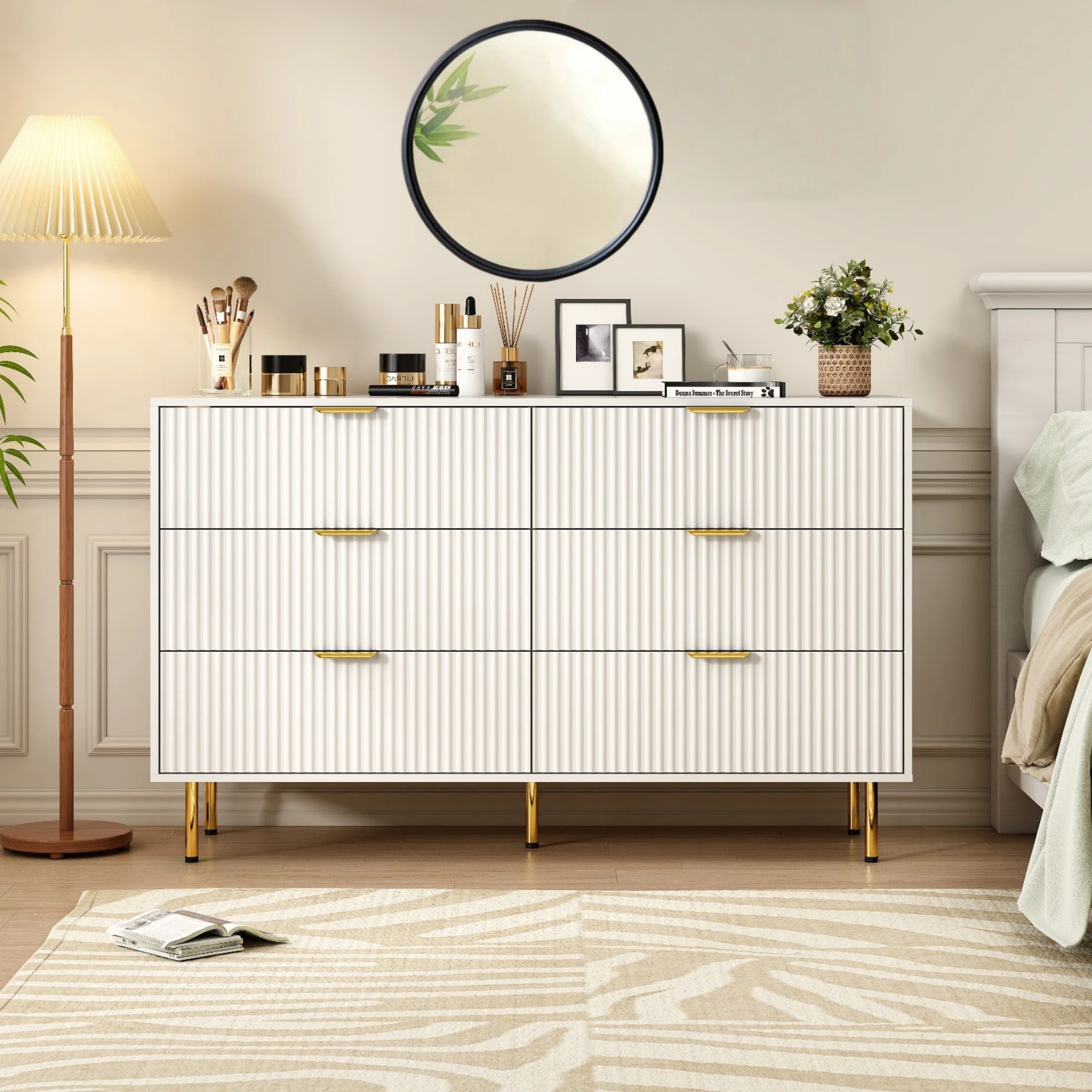 White 56" Wide 6 Drawers Dresser For Bedroom, Modern Wood Chest Of Drawers | Wayfair North America