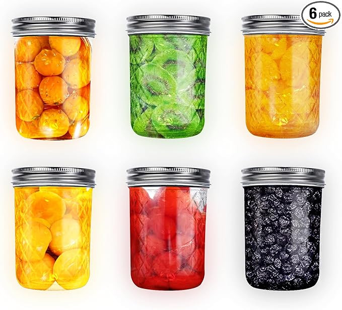 8 oz Mason Jars,6 Pack Regular Mouth Glass Jars With Lid Salad Jars 8 oz Canning Jars for Picklin... | Amazon (US)