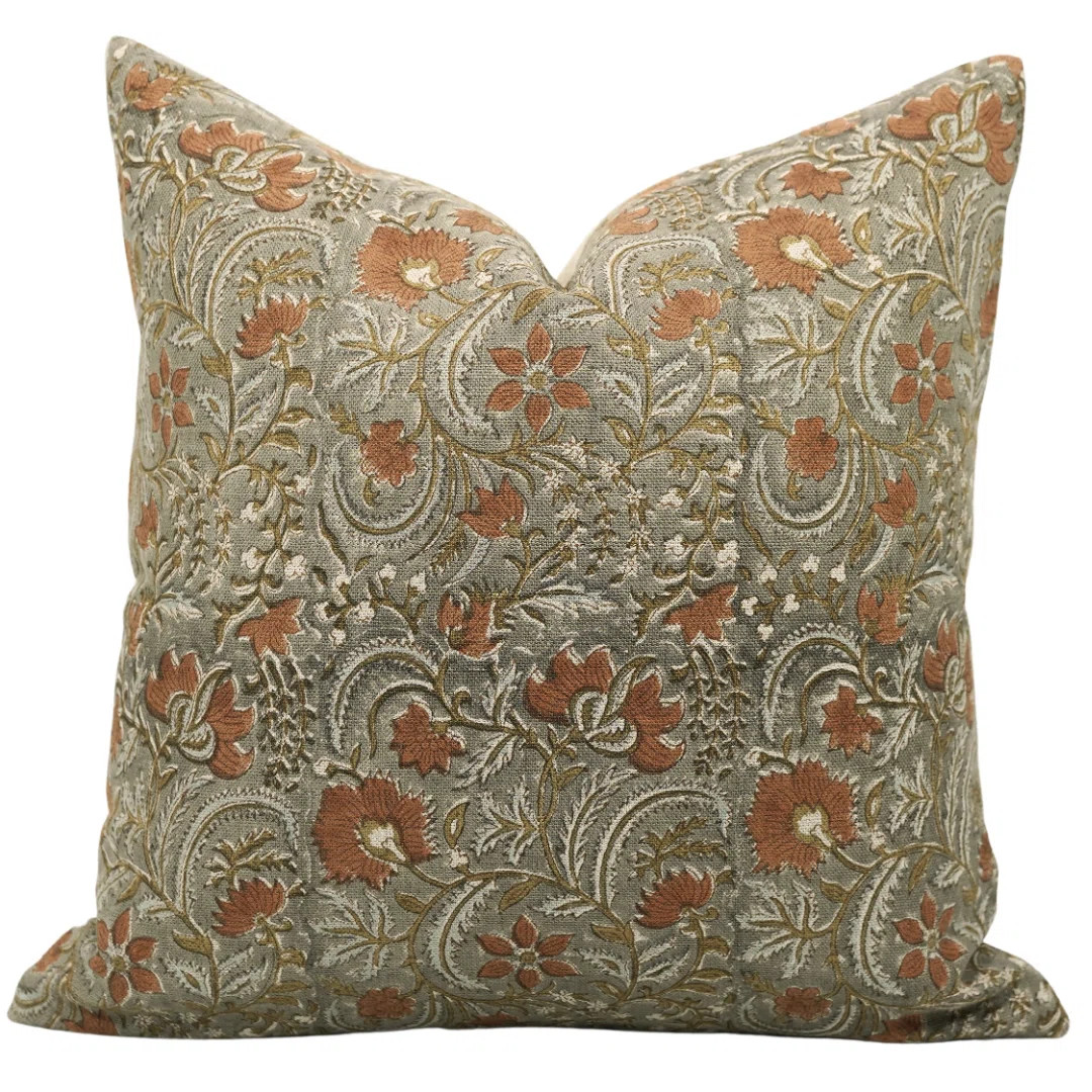 Shary Floral Linen Indoor/Outdoor Pillow Cover | Wayfair North America
