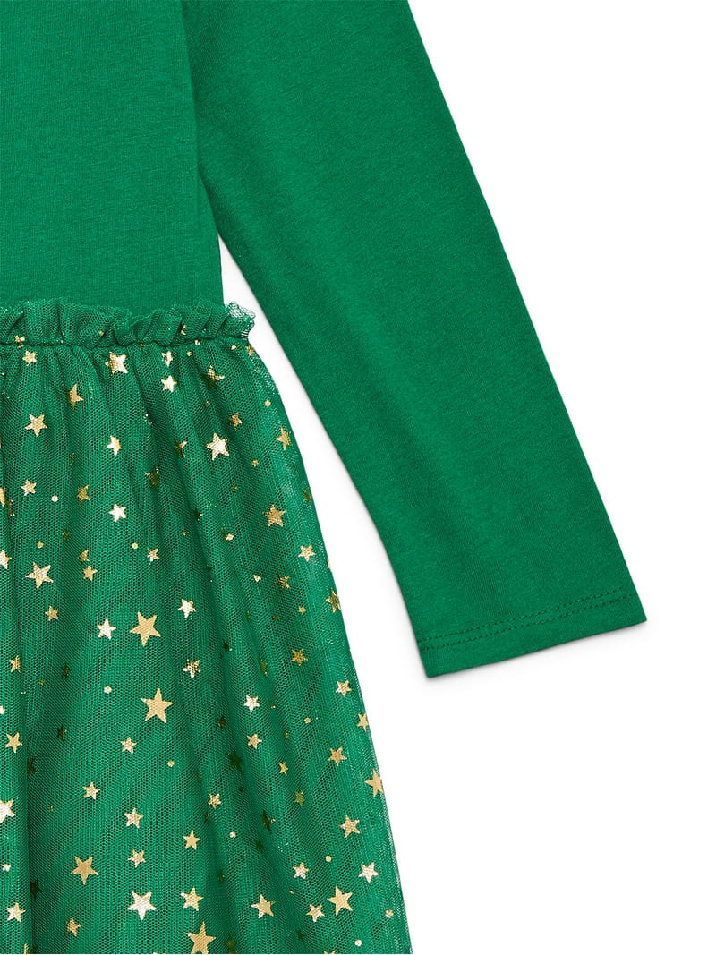 Holiday Time Toddler Girls' Christmas Tutu Dress with Long Sleeves, Sizes 12M-5T | Walmart (US)