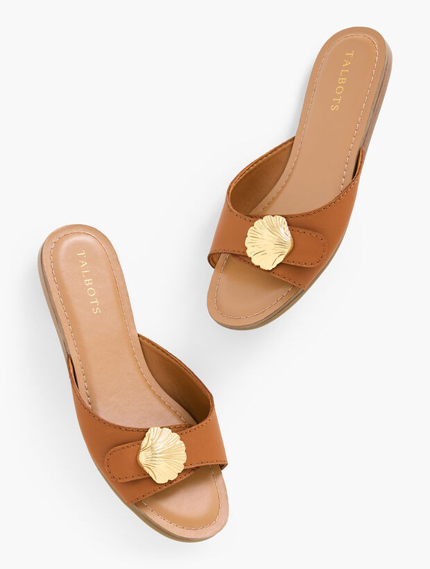 Kaia Shell Vachetta Slides | Talbots
