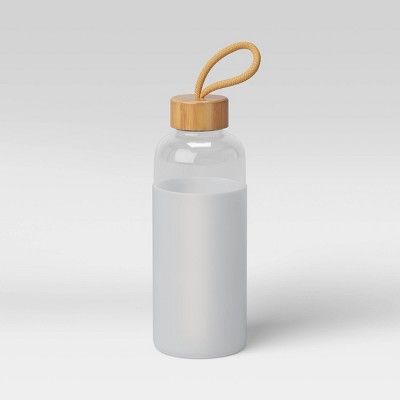 22oz Iridescent Glass Water Bottle with Silicone Sleeve Sour Cream - Opalhouse™ | Target