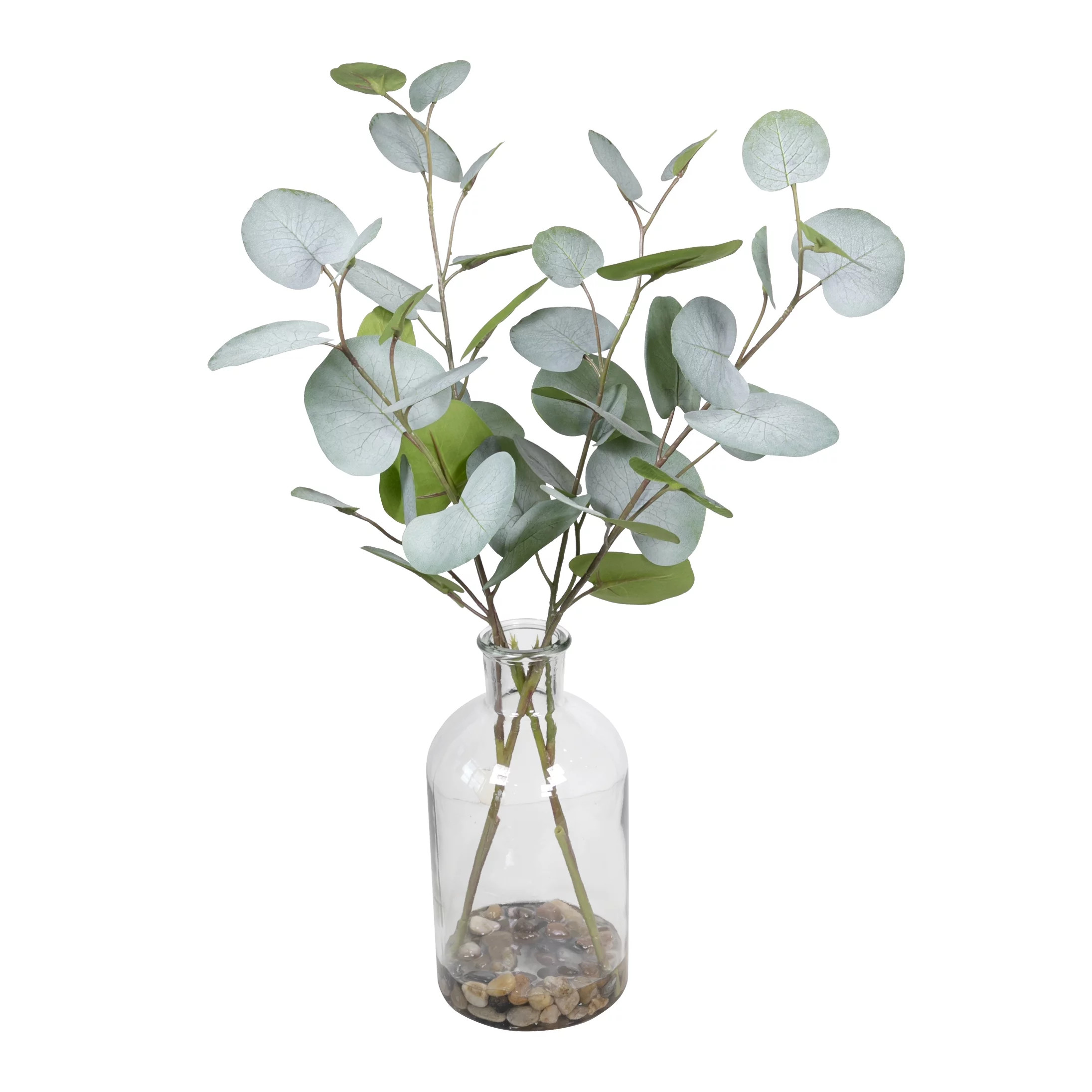 17-inch Artificial Eucalyptus Greenery Plant in Glass Vase, Green, for Indoor Use, by Mainstays | Walmart (US)