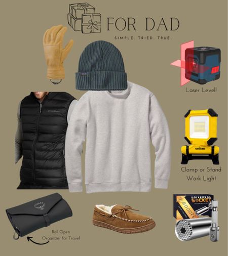 Christmas gift ideas for dad. Father in laws, even brothers and grandpa! Affordable with many on sale right now! Under $50 gifts for him. 

Laser level, hat, gloves for him, travel Dopp kit, socket, lamp, sweatshirt, slippers.

#LTKGiftGuide #LTKmens #LTKCyberWeek