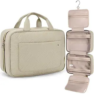 BAGSMART Toiletry Bag Travel Bag with Hanging Hook, Water-resistant Makeup Cosmetic Bag Travel Or... | Amazon (US)