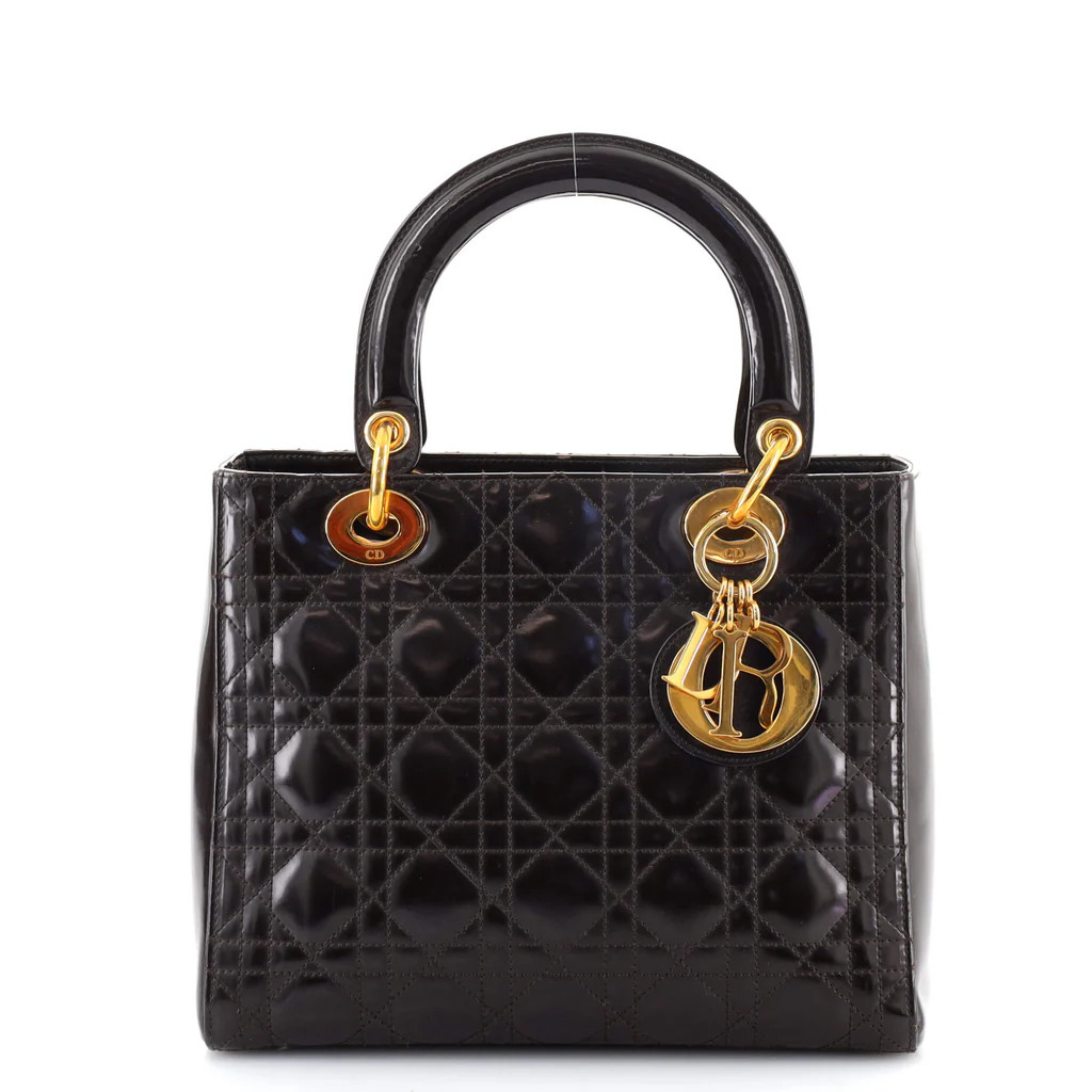 Vintage Lady Dior Bag Cannage Quilt Patent Medium | Rebag