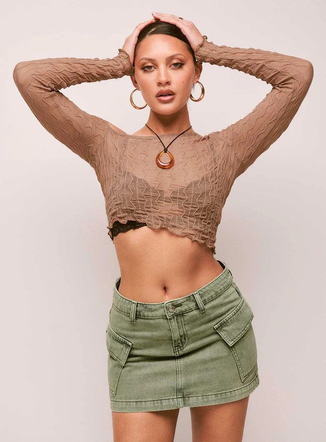 Zakai Cargo Denim Mini Skirt Green | Princess Polly US