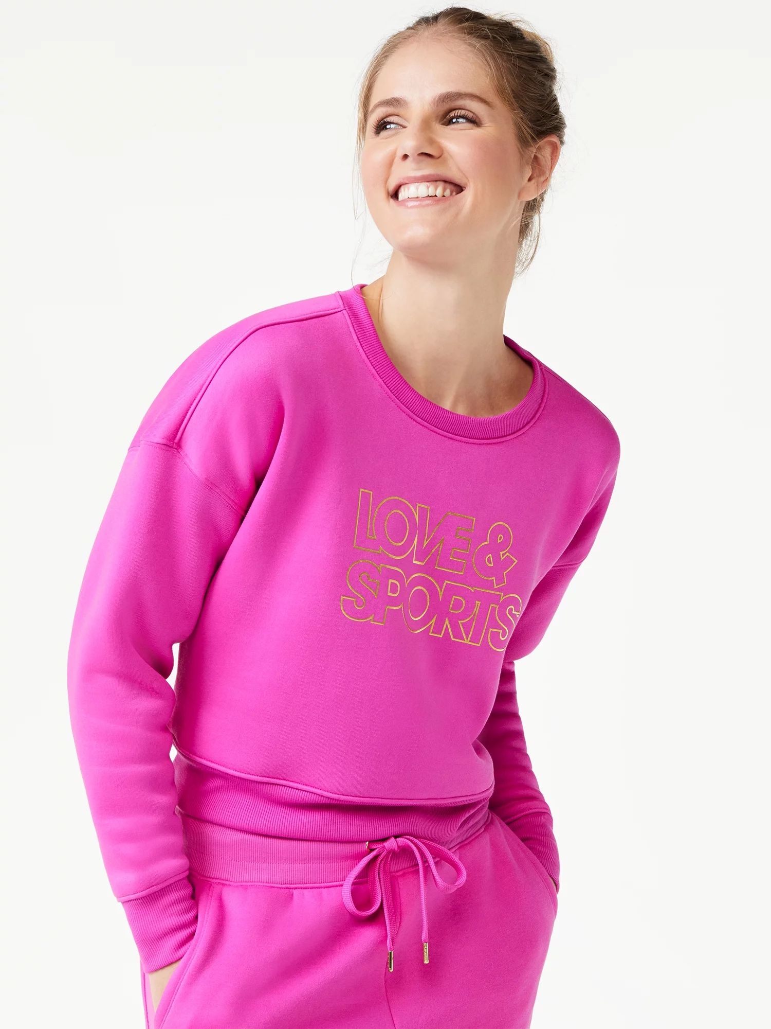 Love & Sports Women's Fleece Cropped Logo Sweatshirt - Walmart.com | Walmart (US)