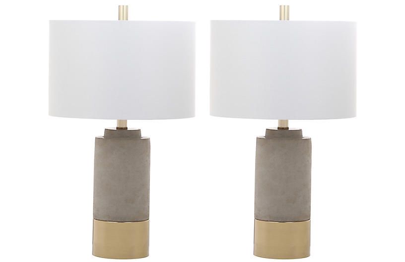 Set of 2 Welbon Table Lamps - Gray/Gold | One Kings Lane