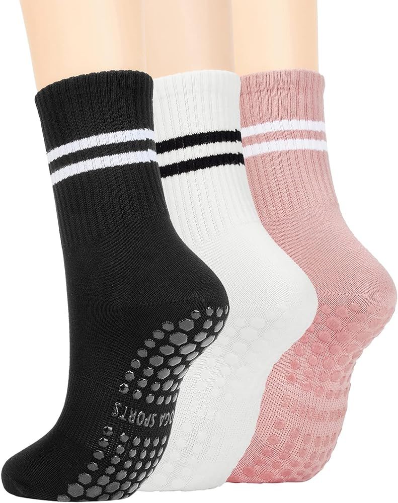 Amazon.com: Pilates Socks with Grips for Women Yoga Socks Barre Socks Non Slip Socks Grippy Dance... | Amazon (US)
