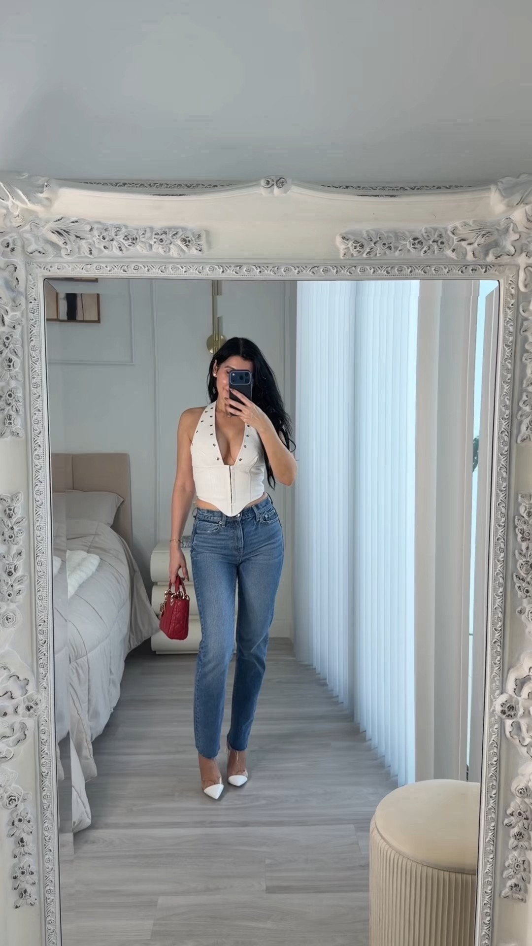 White corset faux leather top and jeans

#LTKootd #LTKFindsUnder100 #LTKCyberWeek